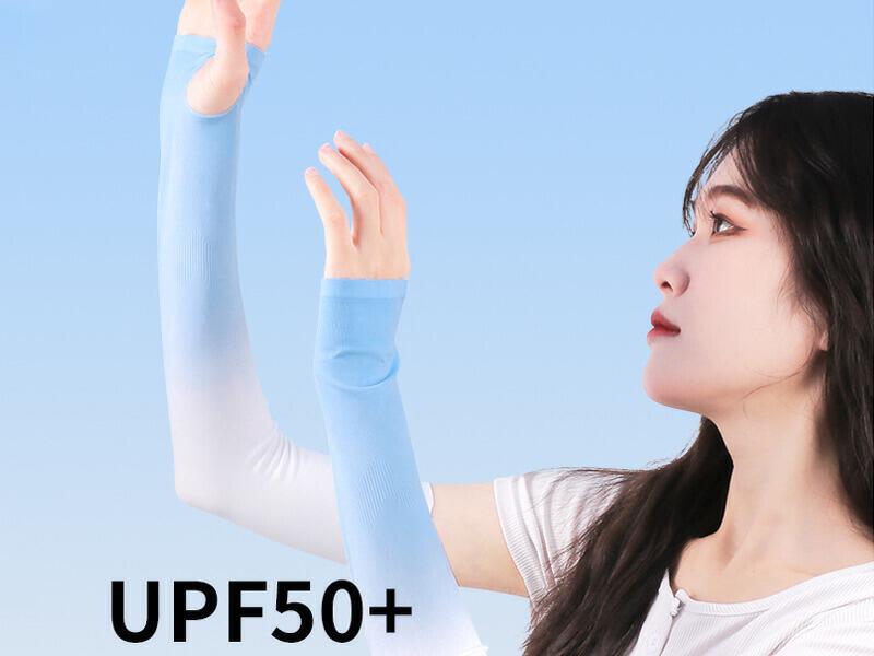 夏季男女防晒冰袖户外骑行防紫外线护袖时尚渐变冰丝袖套_虎窝淘