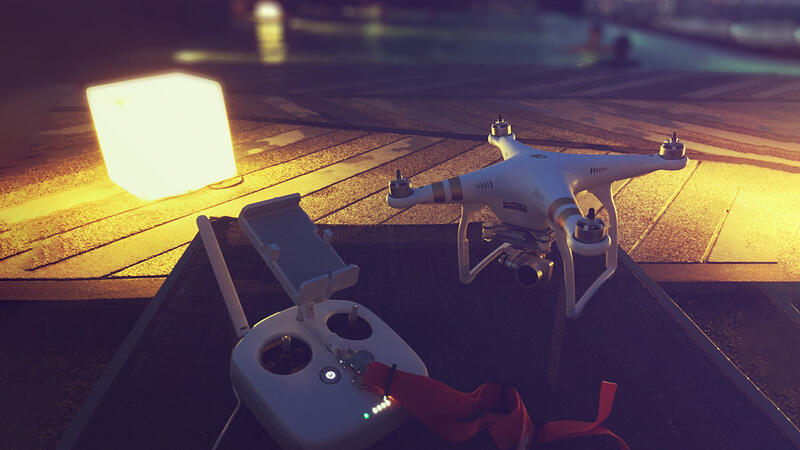 DJI Phantom 3 beside the pool